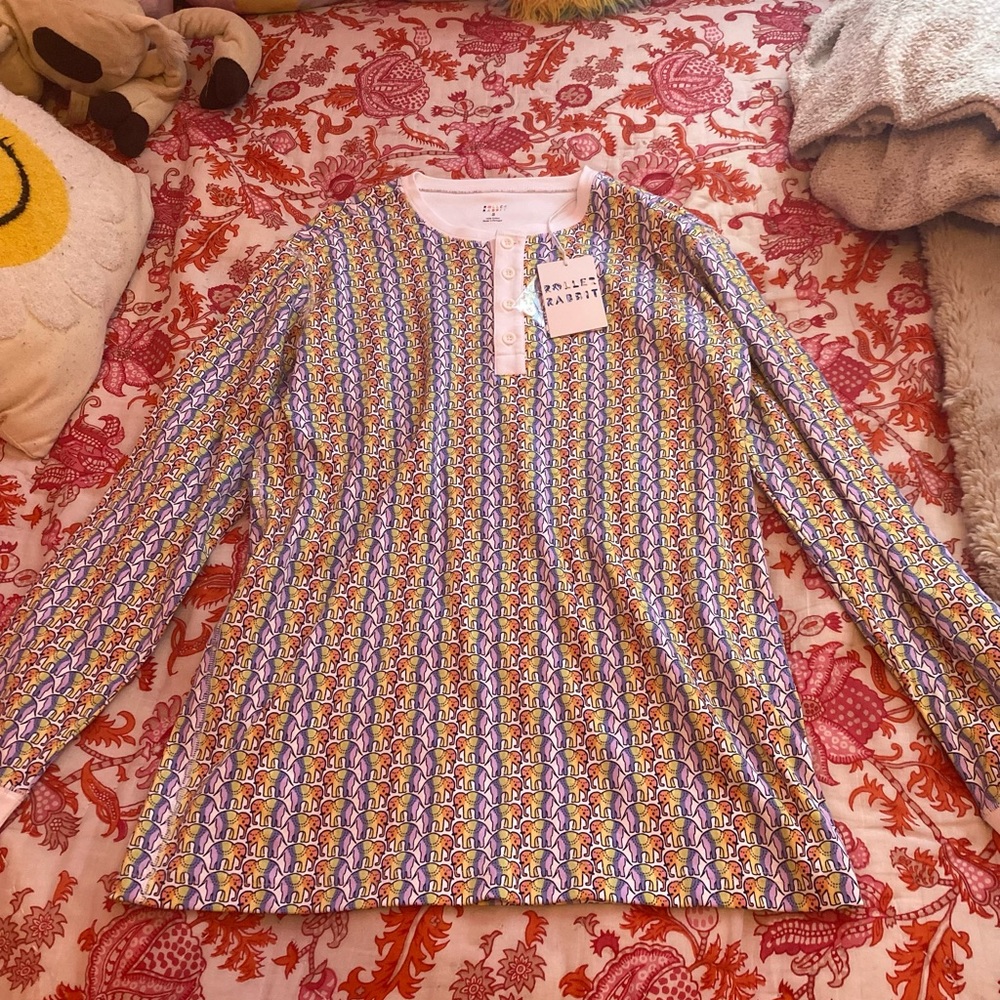 Band new RARE rainbow elephant roller rabbit shirt